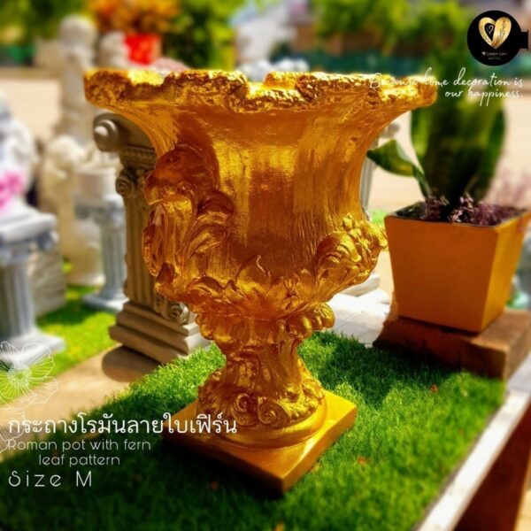 กระถางโรมันลายใบเฟิร์น size M กระถางปูนปั้นโรมัน สำหรับปลูกต้นไม้ จัดมุมบ้านให้ดูสดชื่น - Image 2